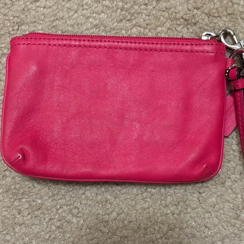 Coach Hot Pink Leather Wristlet